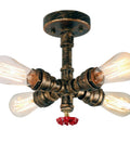 Farmhouse Rustic Copper Sputnik Ceiling Light Semi Flush Mount With Four E26 Sockets for Kitchen View