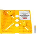 Grid Router Guide Kit for Dovetail Track Systems with self-indexing design, yellow base, and included bits.