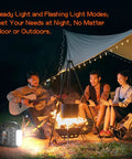 Go To Portable 150W Power Station With 155Wh Battery and campers by campfire at night with tent