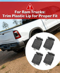 Stainless Steel 4 Piece Truck Bed Stake Pocket Mounting Kit For Pickup Trucks With Standard Rail Pockets Heavy Duty Tough As Nails Stake Pocket Mounts For Easy Install And Long Lasting Durability, four black mounts for Ram truck bed