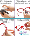 Step-by-step guide for applying Screw In Silicone Nose Pads For Glasses And Sunglasses, highlighting cleaning and placement instructions.