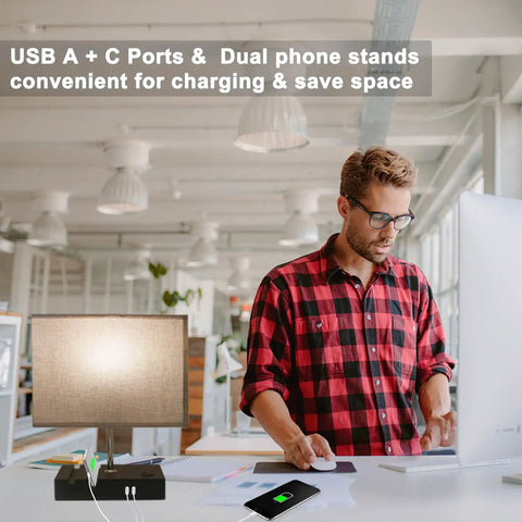 Color Changing Smart Lamp For Bedroom With App Control And WiFi Alexa Support, RGB Dimmable Table Lamp With USB C And USB A Charging Ports