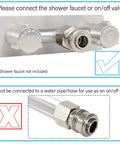 Diagram showing RV Exterior Quick Connect Hose Fitting with adapters. Correct faucet setup indicated with check mark.