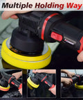 Close-up of 6 Inch Dual Action Car Buffer Polisher With Detachable Handle Pro Grade Random Orbital Polisher Kit in use