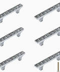 Six Pack Crystal Glass Rhinestone Drawer Pulls Knobs For Cabinets Wardrobe And Dresser Dope Shiny Zinc Alloy Handles Easy Install