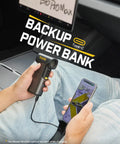 Person using B10 Pro Max Cordless Electric Air Duster With 130000 RPM Brushless Motor as backup power bank, charging phone via USB-C