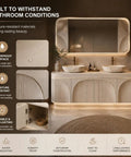 Top Shelf 60 Inch Freestanding Bathroom Vanity With Dual Vessel Sinks Illuminated Led Mirror Sleek Textured Cabinet