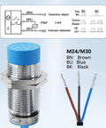 Inductive Proximity Sensor M30 Unshielded Two Wire NC Normally Closed With 15mm Detection Range For 110 To 220V AC Systems