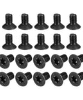 M4 X 8Mm Flat Head Torx Machine Screws With T20 Star Drive And Full Threads pack of 20 black oxide coated fasteners.
