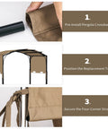 Waterproof Premium Pergola Shade Cover 85x208 Inches For 17x7.4 Ft Outdoor Pergolas demonstrating installation steps