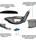 Exploded view of Paradym AI Smoke Max Fairway 3 Wood with graphite shaft showing AI Smart Face and tungsten speed cartridge.