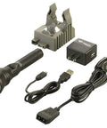 Strion DS HPL 700-Lumen Rechargeable Long Range Flashlight With Dual Switches And TEN-TAP Programmable Modes, AC DC chargers