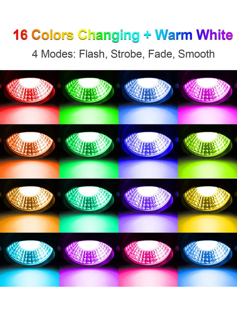 Low Voltage RGB Landscape Lights With Timer Transformer And Connector, color modes for outdoor LED path lights display