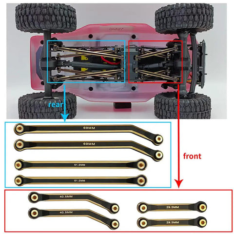 Beefed Up Ground Clearance RC Linkage Set For 1/24 Axial SCX24 Deadbolt Upgrade Parts Aluminum Alloy Easy Install on RC chassis