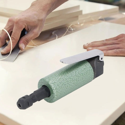 Pro Level Air Die Grinder 25000 RPM Knuckle Friendly Pneumatic Polisher shown in use on flat surface for mold finishing.
