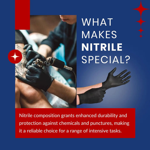 Industrial Black Nitrile Gloves Heavy Duty 5 Mil Disposable Latex Free Powder Free Full Palm Textured in tattoo session