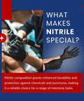 Tattoo artist wearing Industrial Black Nitrile Gloves Heavy Duty Disposable With Full Palm Texture For Tough As Nails Grip