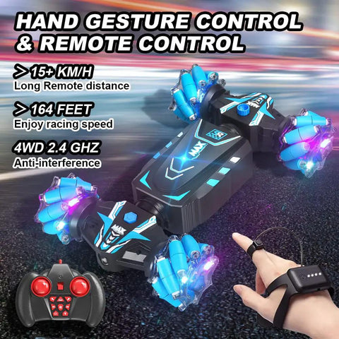 Gesture Hand Controlled RC Stunt Car With Spray Lights And Music 4WD Off Road 2.4GHz Remote Or Gesture Control 360 Degree Spin