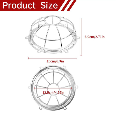 Chrome Sprinkler Head Protector Guard For Ceiling Installations 1/2 Inch And 3/4 Inch, Screw Mount Cage dimensions shown