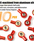 10 Pack M2.5 Tie Rod End Ball Joint Aluminum Ball Head Holder Steering Linkage 13mm Upgrade Parts visible in red aluminum.