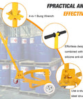 55 Gallon Drum Dolly With Swivel Wheels For Heavy Duty Drum Transport Haul Up To 1200 Lbs Like A Boss Durable Steel Construction Adjustable Ergonomic Handle From 28.94 To 38.4 Inches 360 Degree Steering For Smooth Moves, yellow steel drum dolly with bung wrench and anti-slip grip