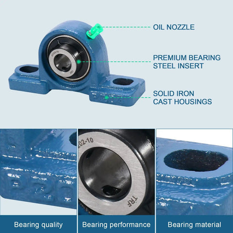 4 Pack UCP20210 Pillow Block Bearings With Five Eighths Inch Bore Mounted Pillow Block Solid Cast Iron Base Self Alignment Heavy Duty