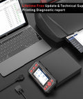 OBD2 Car Scanner NT604 Elite Easy To Use Out Of The Box ABS SRS And Transmission Diagnostic Tool with laptop and printer setup