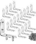 16 Piece L Bracket Set For 90 Degree Right Angle Shelves Stainless Steel Furniture Anchors Waterproof Mounting Fasteners With 64 Screws For Wood Connections And Easy DIY Projects