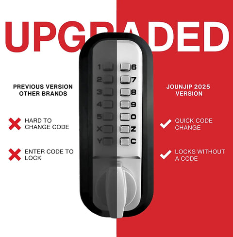 Upgraded 2025 Mechanical Deadbolt Lock With Thumb Turn And Flat Spindle No Battery Needed Keyless Entry shown with features