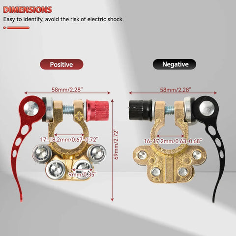 Four Way Battery Terminal Connectors Set With Pure Brass Post Clips 1 Pair Quick Release Car Marine Main Cable Terminals