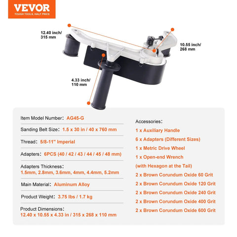 Belt Sander Adapter For Angle Grinder Five Eighths By Eleven Thread Pipe Sanding Attachment with specifications