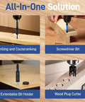Boss Quality 17 Piece Countersink Drill Bit Set With Hex Shank Wood Plug Cutters in use for drilling and countersinking tasks.