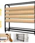 Hella Sturdy Fabric Roll Storage Rack With Smooth Riding Casters And Adjustable Hanging Rod Display Shelf For Leather Wallpaper Rolls solid steel rack holding large fabric rolls.