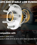 Rear Wheel Bearing Hub Assembly For 2004 2013 Mazda 3 And 2006 2017 Mazda 5 5 Lug With ABS Premium Replacement Kit product image