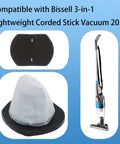 4 Pack Vacuum Dust Filters Replacement For Bissell 2030 Series, shown with filters and compatible vacuum model.