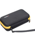 RLSOCO hard case for infrared thermometers; black textured shell, orange zipper, wrist strap