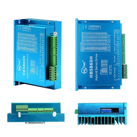 High Torque Nema 34 Closed Loop Servo Stepper Motor With Encoder Driver Power Supply Mach3 Interface Board 4Set Engraver Kit 4.5 To 12 Nm Holding Torque 3 Meter Encoder Cable CNC Ready For Precise Engraving, blue aluminum driver module