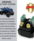 Rock Solid And Built Tough Heavy Duty 30A Starter Solenoid Relay Straight Plug In Swap Compatible With Yamaha Atv Yfm 350 400 450 660 Raptor Rhino Grizzly Kodiak close-up view