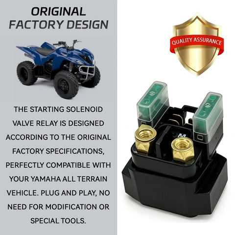 Rock Solid And Built Tough Heavy Duty 30A Starter Solenoid Relay Straight Plug In Swap Compatible With Yamaha Atv Yfm 350 400 450 660 Raptor Rhino Grizzly Kodiak close-up view