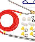 Pressure Washer Wet Sandblasting Kit 5000 PSI With Quick Disconnect 1/4 Inch For Tough Rust And Paint Removal, Replacement Ceramic Nozzles, Includes 3 M Hose, 16 Inch Wand, 15 3/4 Inch Sand Wand, Goggles, Clamps And Rubber Bands