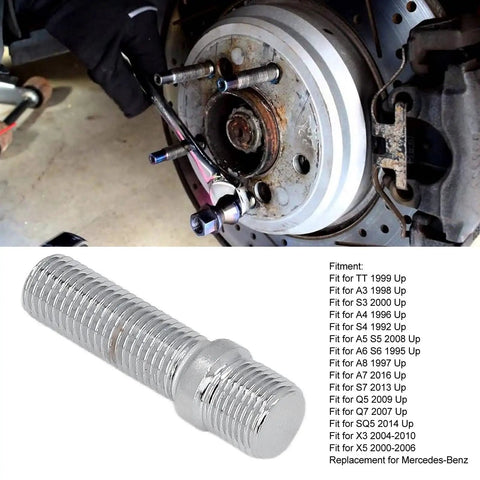 Aramox M12x1.5 Wheel Stud Conversion Kit With 32mm Shank Bolt Set For Audi S4 S5 S6 Featuring Black Zinc Plated Heat Treated Steel That Boasts Insane Rust Resistance And Perfect Fitment For Your Ride. M12x1.5 wheel stud installed on Audi hub