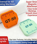 Beefy Magnetic Seam Guides For Sewing Machine Set, 4 Pack, Polygon Hemmer Guides With Scale displayed in orange and green colors.