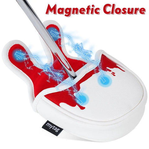 Center Shaft Mallet Putter Head Cover With Hockey Mask Style And Strong Magnetic Closure, Durable Golf Club Protection