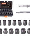 15 Piece Heavy Duty Bolt Extractor Set For Impact Three Eighth Inch Drive Remover Socket Tool Kit For Stripped Damaged Bolts Nuts Screws Removes Frozen Rusted Rounded Off Studs Chromium Molybdenum Steel Construction By YEKEPRO in case