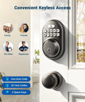 Keyless Entry Door Lock With Electronic Keypad Deadbolt, Auto Lock, Anti Peeking Password, Matte Black Finish installed on door
