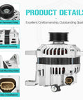 3.0L V6 Alternator For Outback 2006 2009 Legacy 2008 2009 B9 Tribeca 2006 2007 12V 110 Amp Replacement front view