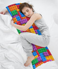 Building Block Pattern Body Pillow Cover 20x54 Inches With Zipper Colorful Brick Print Full Body Pillowcase on bed