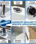 Fast Cure White Marine Adhesive Sealant 5200 for Above and Below Waterline UV Resistant Marine Caulk applications on boat parts.