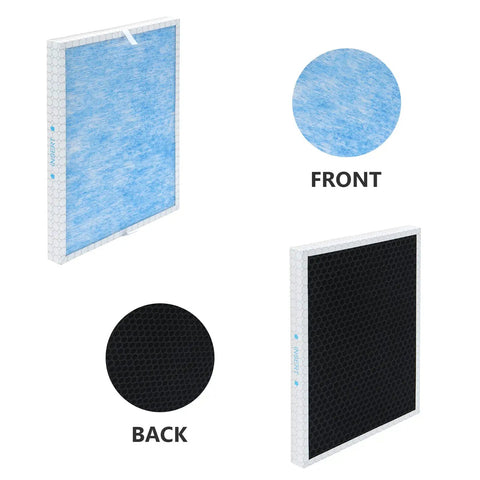 MSA3 Filter Replacement 4 Pack For Membrane Solutions MSA3 And MSA3S Smart Purifiers showing front and back sides of the filter