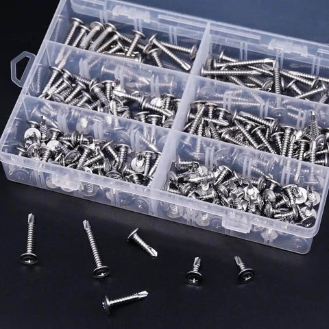 410 Stainless Steel Self Drilling Screws Kit For Metal With Wafer Head Phillips Drive Six Size Assortment For Sheet Metal Tek Screws
